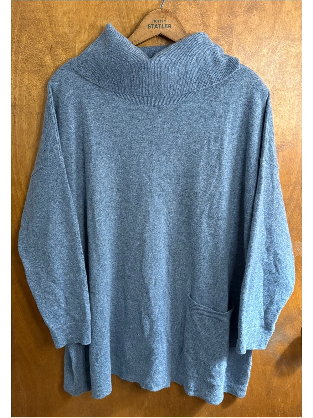 Garnet Hill 100% Cashmere Gray Cowl Neck Sweater Oversized Slouchy Tunic Large